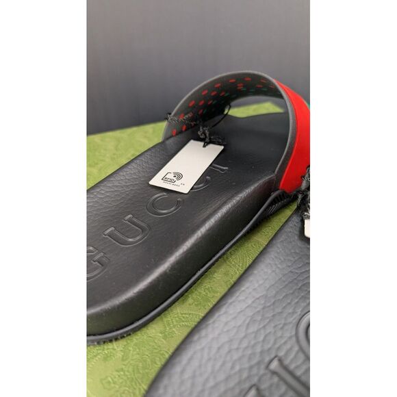 NIB MENS GUCCI SANDALS SLIDES INTERLOCKING GG RUBBER CLASSIC - Picture 4 of 12